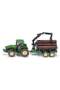 Siku Tractor With Forestry Trailer Maket Metal Model Araç N:1954