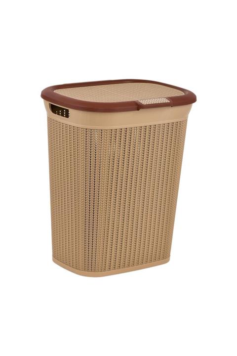 PlastArt Bej Plastik Bambu 45 lt  Kirli Çamaşır Sepeti