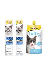 Gimcat 2 Adet Duo Paste Ton Balıklı Vitamin Kedi Macunu 50gr + Milk Latte Calcium Sıvı Kedi Sütü 200 ml