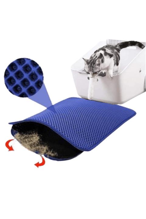 BYPET Elekli Kedi Tuvalet Önü Paspası 60x45cm Lacivert
