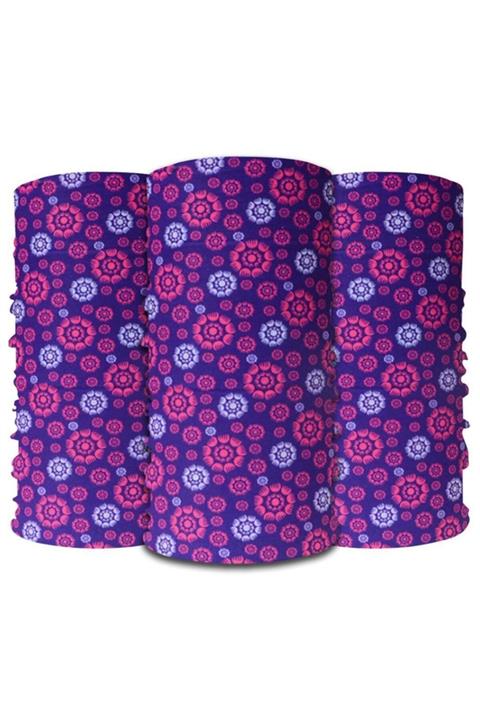 Knmaster Flower Buff Bandana Boyunluk Maske Saç Bandı 3'lü Paket