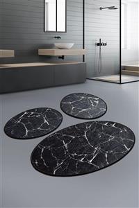 Chilai Home Marble Siyah Djt 3 Lü Set Banyo Paspası Klozet Takımı