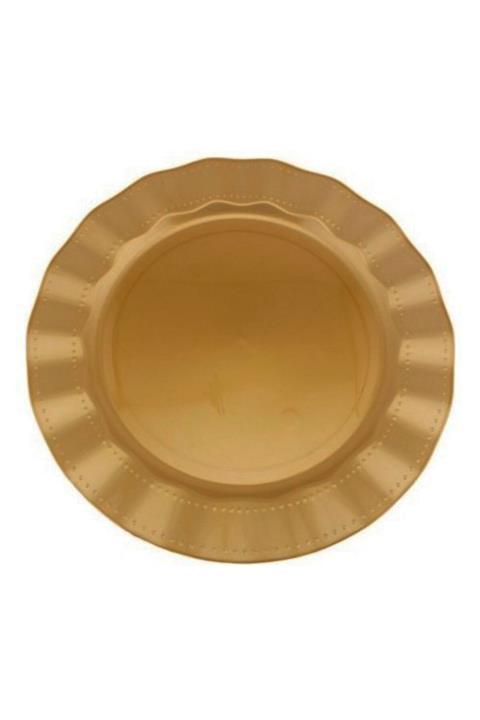 ERDSHOP Parti Altın Rengi Lüks Plastik Mika Yuvarlak Tabak 26 Cm 6 Adet