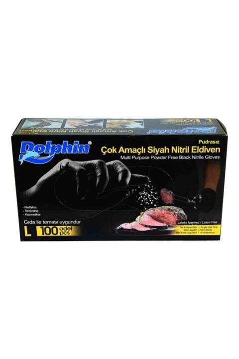 Dolphin 1000 Adet, , Nitril, Siyah , Pudrasız Muayene Eldiveni