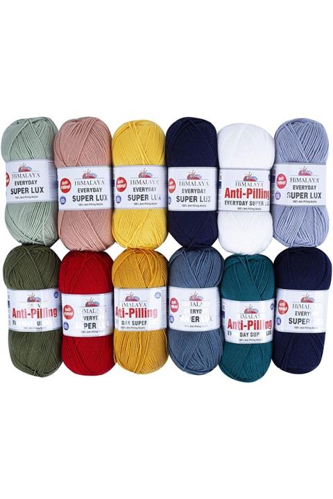 Himalaya (12 Adet) Super Lux Anti-pilling 100 gr El Örgü İpliği