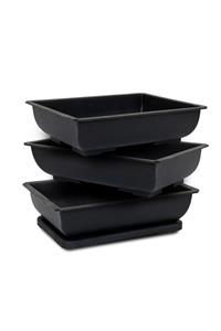 ÖREN BONSAİ Plastik Bonsai & Kaktüs & Sukulent & Teraryum Aranjman Saksı 3lü