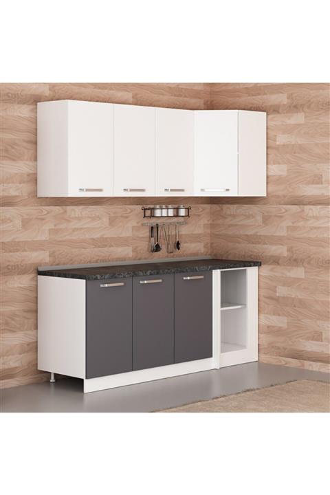 Minar 195cm Köşe Mutfak Dolabı - Beyaz/antrasit K195-a2