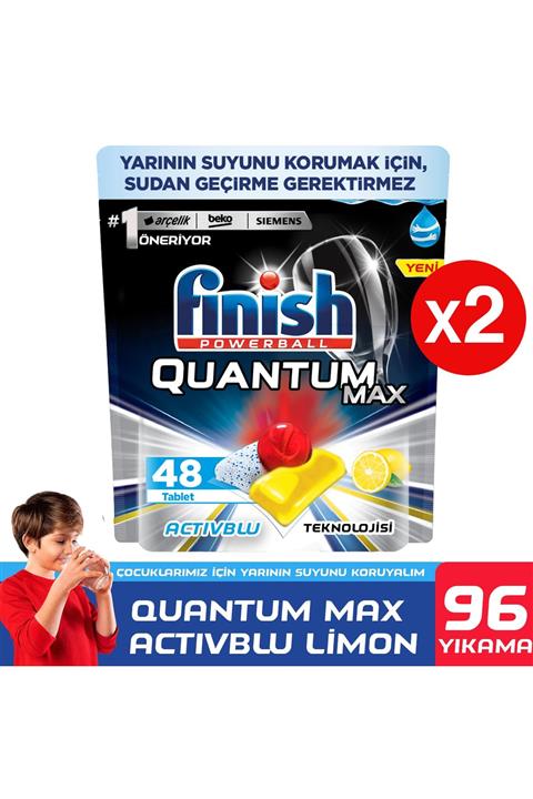 Finish Quantum Max 96 Kapsül Bulaşık Makinesi Deterjanı Tableti Limon (48x2)
