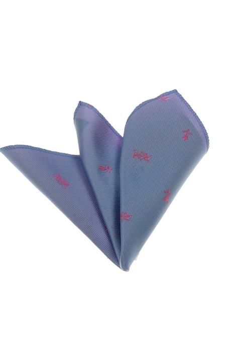 Exve Exclusive Erkek Pembe Desenli Mavi Yaka Cep Mendili