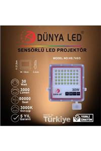 DÜNYA LED Hs.743/3 30w Sensörlü Slim Led Projektör 3000k Günışığı