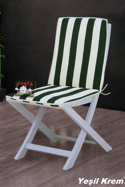 Yekta Home Yeşil Krem Sırtlı Sandalye Minderi 6 Adet