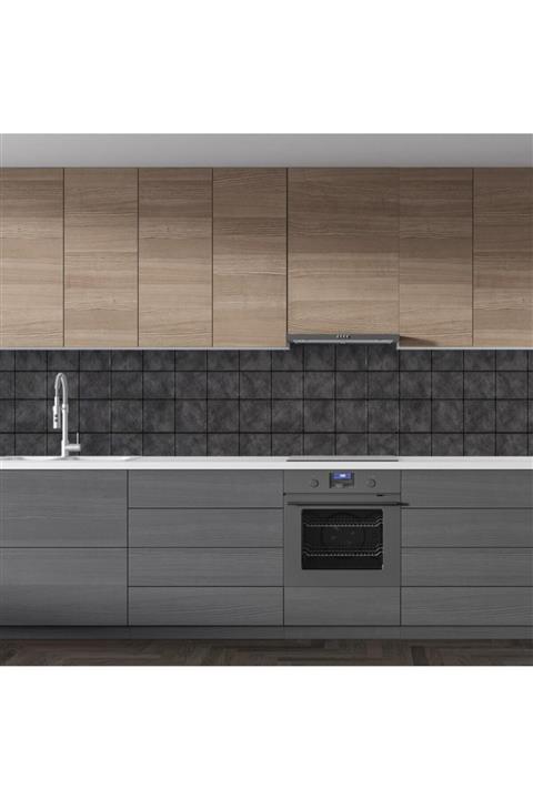 StickerArt Mutfak Tezgah Arası Folyo Fayans Kaplama Folyosu Siyah Fayans 60 X 100