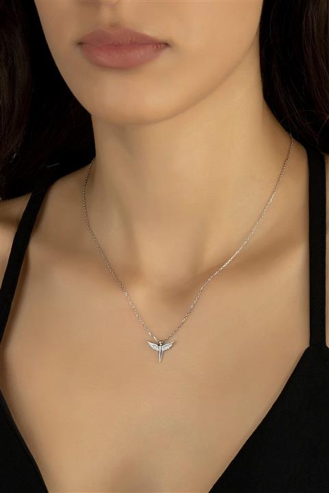 Kara Jewelry Gümüş Kolye Orijinal Swarovskı Taşlı Mikail Kılıcı Temalı Bayan Kolye