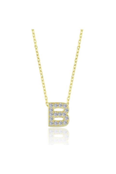 Mia Vento Kadın Zarif Işıltı B Harfi Gold Renk Gümüş Kolye