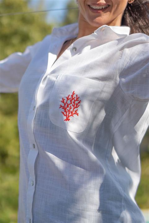 Livebasic Mercan Klasik Plaj Gömleği