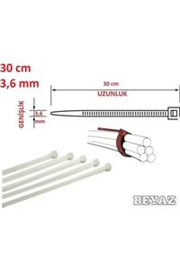 Pemsan 30cm X 3,6mm Plastik Cırt Kelepçe ( Kablo Bağı ) Saydam-beyaz