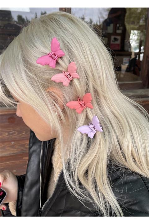 KİLİGİSTANBUL 4'lü Pembe Kelebek Toka