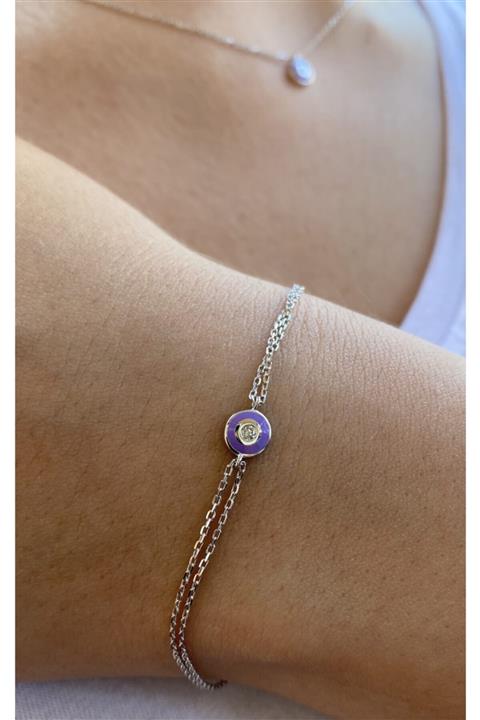 EGE PIRLANTA Kadın Beyaz Mor Mineli Pırlanta Bileklik