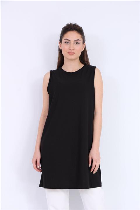 Essah Moda Kadın Siyah Sıfır Kol Içlik Tunik - Me000125