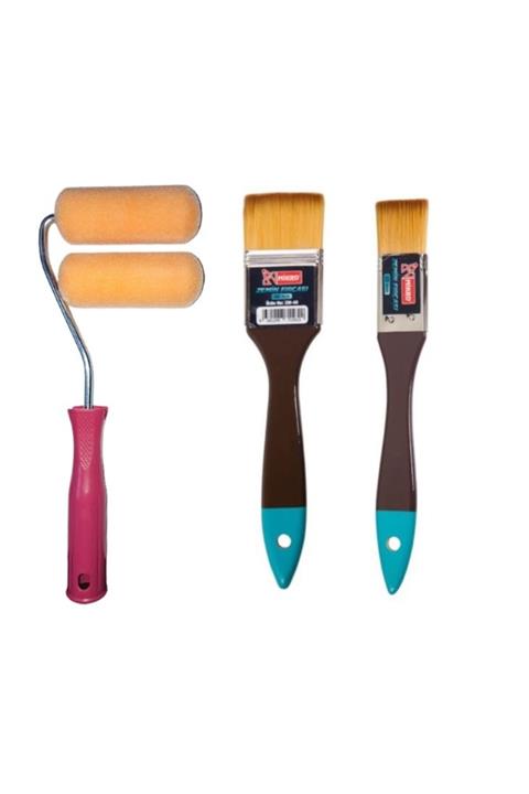 hobi market art Iz Bırakmayan Kadife Rulo Fırça Seti 10 Cm. + Iz Bırakmayan Ipek Fırça 2.5 Cm. Ve 4 Cm.