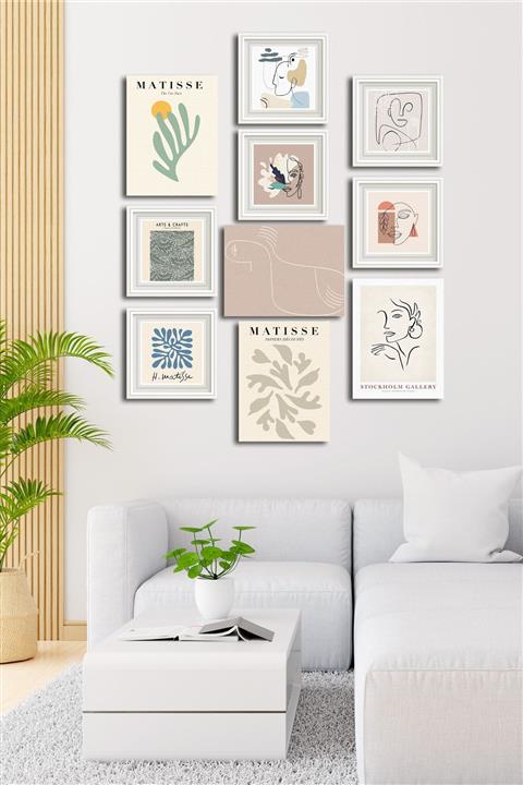 Cadran 10 Parçalı Çerçeve Görünümlü Mdf Tablo Seti Flm122