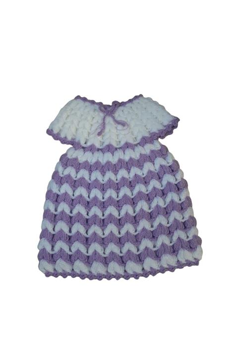 4CAN Beyaz Lila Hediyelik Çeyizlik El Örgüsü Banyo Elbise Model Lif