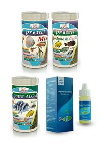 Lotus Tropical, Ciklet Cips Yem Vitamin Seti, 250 Ml Mix, Algae Garlic, Algae Veggie