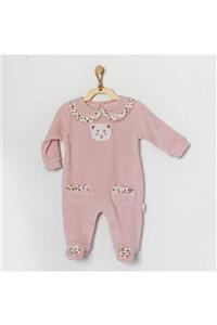 andywawa 22086 Kız Bebek Leopar Pembe Tulum