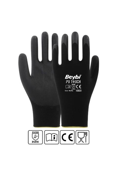Beybi Pu Touch Polyester Eldiven No:9 Siyah 288 Çift Koli
