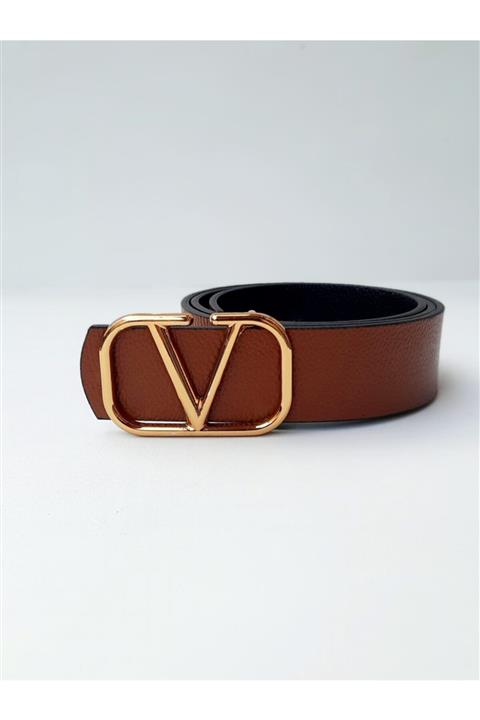 Kemerix Kadın V Tokalı Bel Ve Pantolon Taba Kemer