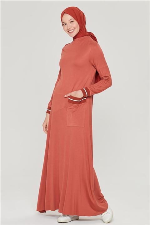 Armine Ribanalı Örme Elbise 21y9245 Kiremit