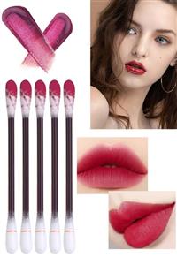 MUJGAN Tek Kullanımlık 24 Saat Kalıcı 5 Adet Taşınabilir Çubuk Ruj Cotton Swab Lip Glaze