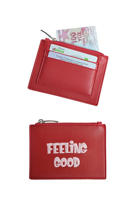 Bakras Kırmızı Kartlık Bölmeli Fermuarlı Mini Çanta