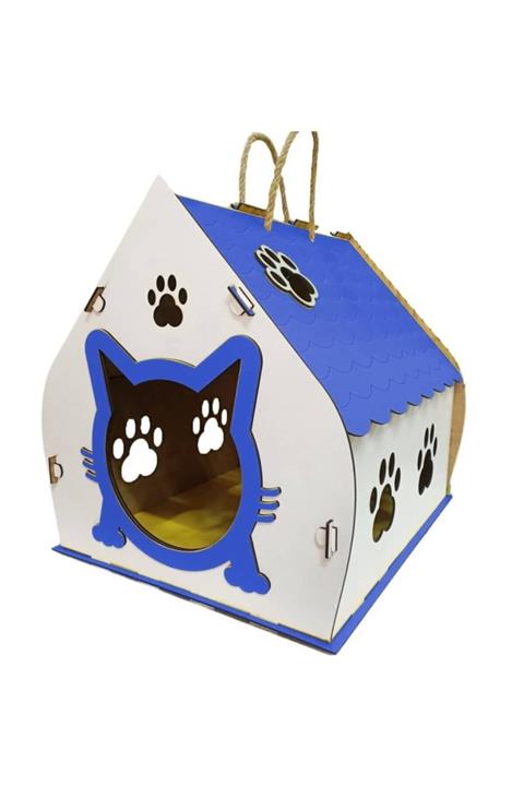 CELEBİ AHŞAP Kedi Evi Ic Mekan Mavi Renk