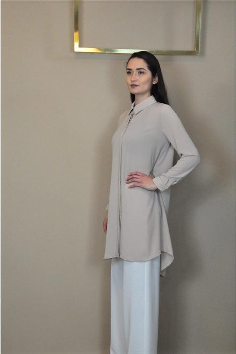 Zare Butik Duha Pantalon Üstü Gömlek Bej Dh0023