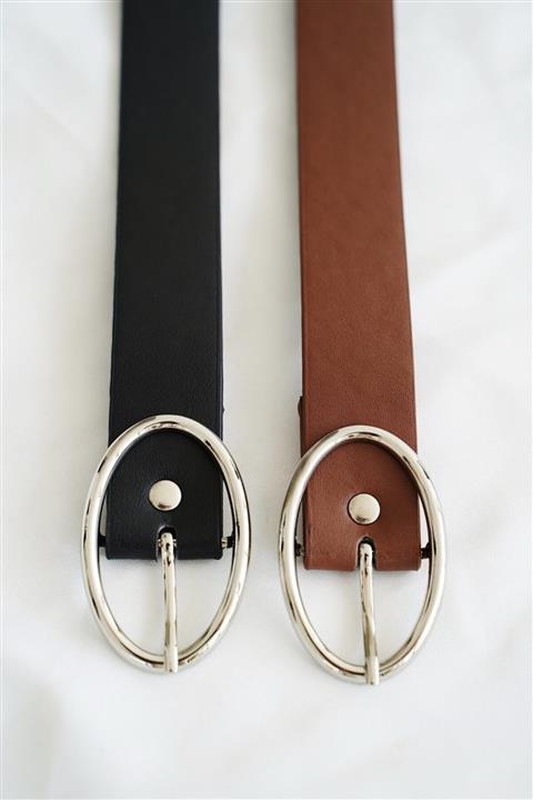 coaks Kadın Siyah-taba 2'li Kemer Oval Tokalı