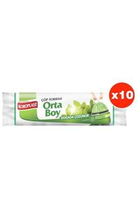 Koroplast Doğada Çözünür Büzgülü Orta Boy 15li Çöp Torbası X 10 Paket (55*60 Cm)