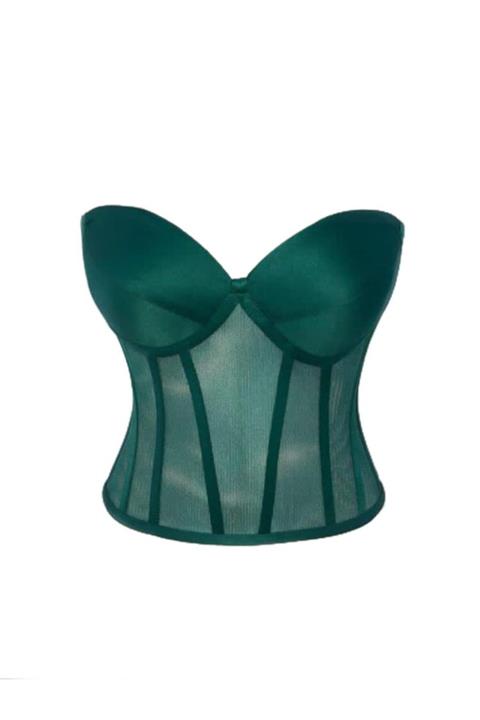 Tuğçe Saray Kadın Yeşil Transparan Balenli Büstiyer