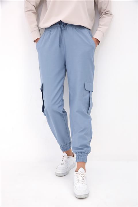ALLDAY Kadın Mavi Paça Lastikli Kargo Pantolon