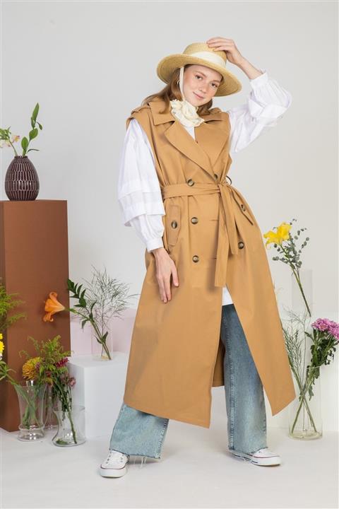 SİNDAL Kruvaze Yelek 4-2462 - Camel