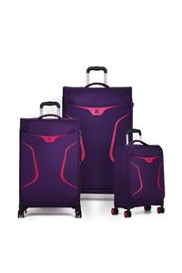 IT LUGGAGE 2265 Mor Kumaş 3'lü Valiz Seti