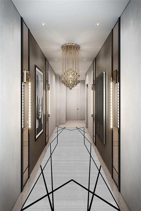 SUNTEKS HOME Dijital Baskı Kaymaz Taban Gri Sarmaşık Desen Yolluk Halı