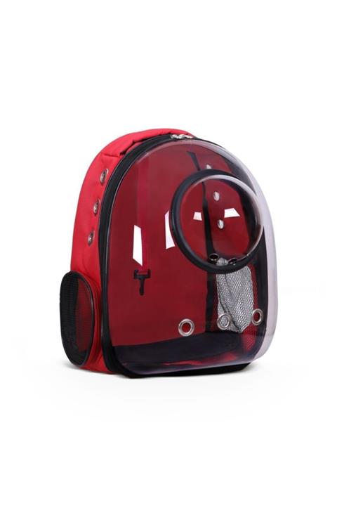 cattie Şeffaf Fanuslu Taşıma Sırt Çantası Kırmızı 25x25x35 Cm