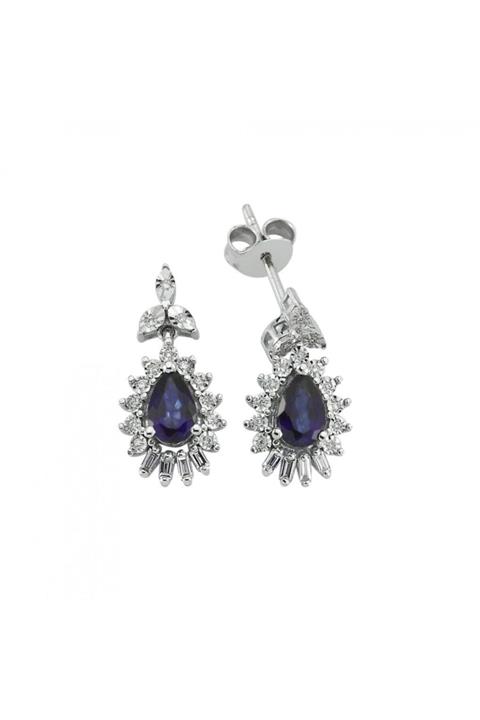 Koçak 1.21 Karat Pırlanta Safir Küpe