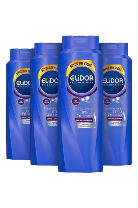 Elidor Şampuan Kepeğe Karşı Etki 2-1 Arada 4x650 Ml