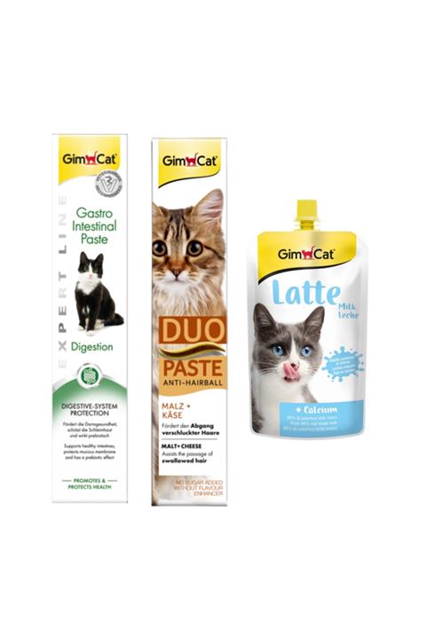 Gimcat Gastro Paste  + Duo Paste Peynirli Malt Kedi Macunu  + Milk Latte Calcium Sıvı Kedi Sütü