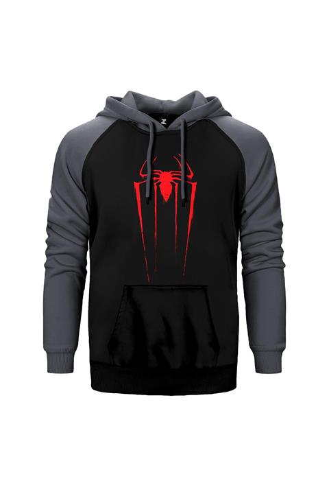 Zepplin Giyim Örümcek Adam Gri Reglan Kol Kapüşonlu Sweatshirt