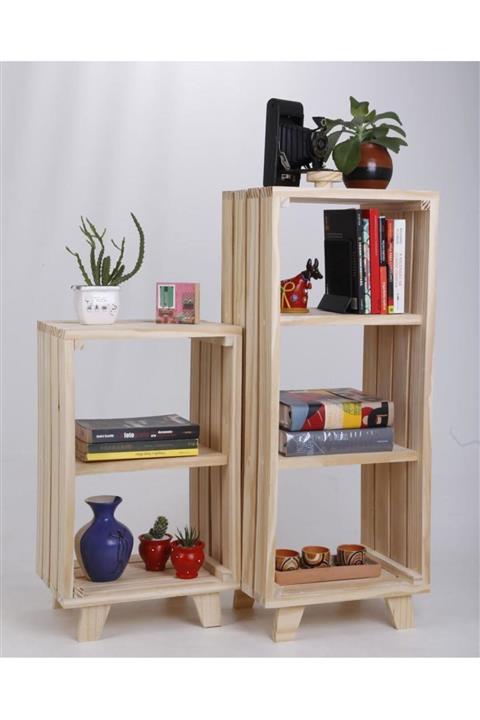 UmutHomeDesing Umutpark Ahşap Ikili Ayaklı Raf.