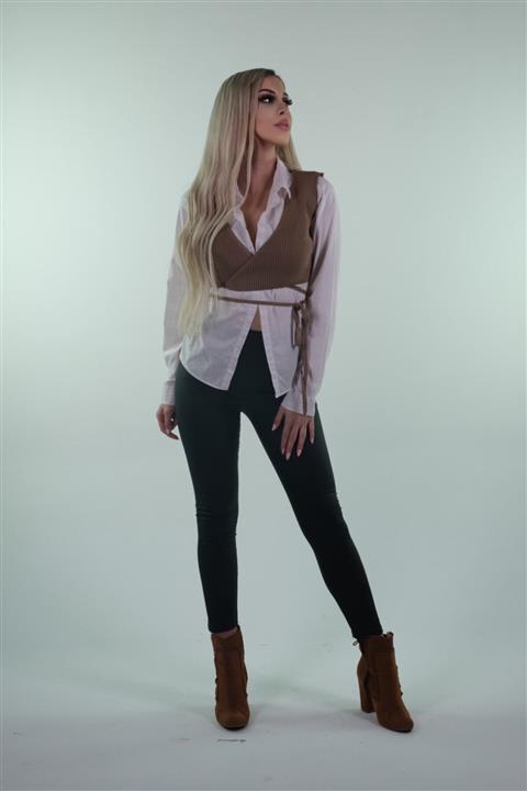 CBC Fashion Çapraz Bağlamalı Triko Top