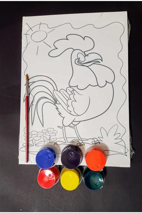 Pippa Çılgın Horoz Çocuklar Için Desenli Tuval Boyama Başlangıç Seti